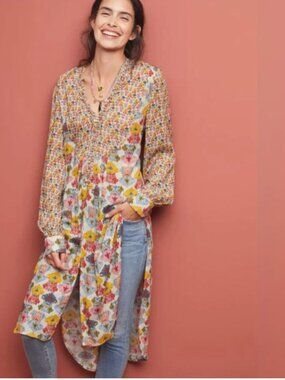 Anthropologie Blank London Lucia Tunic Dress in beautiful mixed bohemian floral